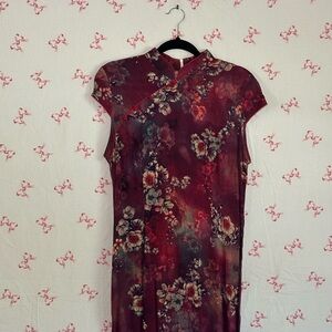 Floral Burgundy Dress
